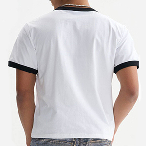 T-shirts Homme OEM en Gros, Vintage, Logo Personnalisé, Respirants, Bicolores, Manches Courtes, Tendance, Décontractés, Col Rond, Coupe Oversize - Product Image 4