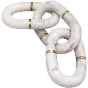Escultura Decorativa de Mármol Blanco Hecha a Mano TCE, Diseño de Eslabones Esculpidos Art Deco, Decoración para el Hogar, Diwali, Ramadán, Cumpleaños, Lujo - Product Image 1