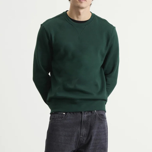 Sudadera Unisex de Cuello Redondo, Holgada, de Color Sólido, Tejida, Informal, para Otoño, Corte Regular, Verde, Hecha en Pakistán - Product Image 2