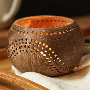 Center Piece Table Decorations Tea Light Tiny Candle Holders Made of Natural Coconut Shells for Wedding Centerpieces - Product Image 6