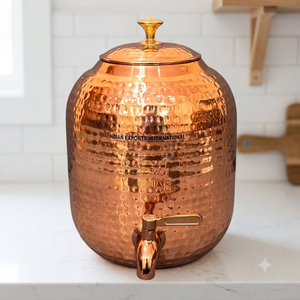 Jarron à eau élégant en cuivre martelé sans support, récipient décoratif en cuivre pour boissons, distributeur d'eau en cuivre martelé - Product Image 2
