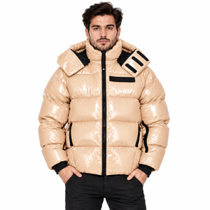 Manteau matelassé brillant pour homme avec capuche, veste d'hiver chaude pour les commandes OEM et en gros - Product Image 6
