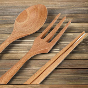 Juego de cena elegante colección de utensilios de cocina de madera natural sostenible personalizable al por mayor - Product Image 1