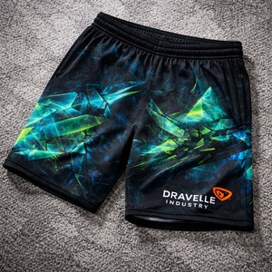 Shorts de gaming unisexe Dravelle Industry personnalisés par sublimation, en maille polyester respirante et séchage rapide, avec fermeture éclair - Product Image 1
