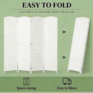 Paravento Pieghevole a Quattro Pannelli Bianco, Divisorio per Camera da Letto, Separatore per Ambienti - Product Image 4