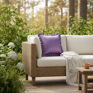 Lavender Satin Frill Cushion Cover Decorative Square Ruffle <b>Pillow</b> Case for <b>Sofa</b> Living Room Decor Custom Colors Bulk Supplier - Product Image 3