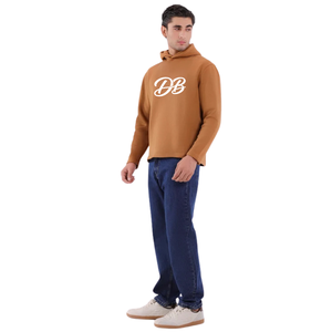 Sweat-shirt à capuche oversize marron personnalisé avec logo pour homme, en molleton épais, coupe décontractée, style streetwear, vente en gros - Product Image 1