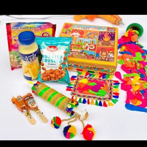 Premium Holi Celebration Gift Hamper Colorful Gulal <b>Balloons</b> Festive Snack Treats Decorative <b>Box</b> and Traditional Accessories - Product Image 1