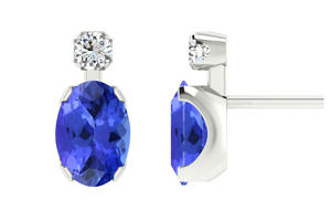 สินค้ามาใหม่ 2026 ต่างหูเพชรและแทนซาไนต์ทรงรีขนาด 7x5 มม. ทองคำขาว 14k แท้ ดีไซน์หรูหรา ของขวัญวันสตรีที่สมบูรณ์แบบ - Product Image 5