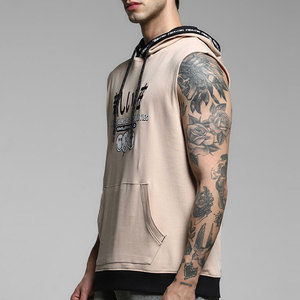 Camiseta Deportiva Personalizada de Algodón para Hombre, Camiseta sin Mangas con Capucha para Gimnasio, Fitness, Entrenamiento, Camiseta Deportiva sin Mangas - Product Image 3
