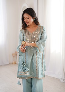 Indian Traditional Ethnic Salwar Kameez Real Mirror Work for Wedding Every Occasion Women Fancy Wear Georgette Silk Low Price - Product Image 6