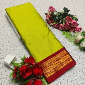Hit Design New Women Fashion Exclusive Border Design Small Checks Zari Patterns Kajivaram Georgette <b>Silk</b> Saree Party Same Blouse - Product Image 5