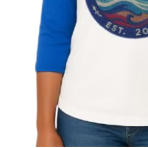 เสื้อเบสบอลผู้หญิงสีน้ำเงินรอยัลและสีขาวประดับเพชร เสื้อยืดแขนสามส่วนแบบลำลอง สวมใส่สบายทุกวัน เสื้อผ้าสไตล์ไลฟ์สไตล์ - Product Image 4