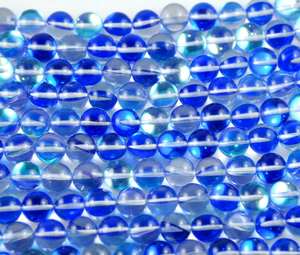 ลูกปัดควอตซ์ไทเทเนียมสีน้ำเงินทรงกลม ลูกปัดหินธรรมชาติสำหรับทำเครื่องประดับ DIY สร้อยข้อมือ สร้อยคอ งานฝีมือ - Product Image 1