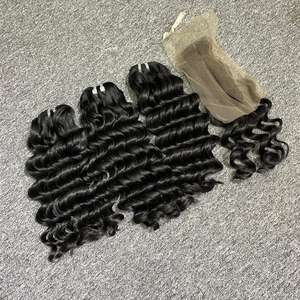 Vente en gros de trame de cheveux vietnamiens bruts, extensions de cheveux humains pré-étirés à tressage Deep Wave en vrac, mélange de cheveux humains de haute qualité - Product Image 3