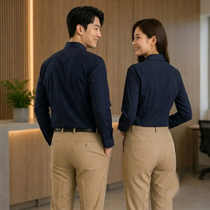 Chemise d'uniforme marine à manches longues avec pantalon kaki en mélange respirant polyester et coton pour adultes unisexe - Product Image 6