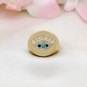 Classical Devil-Eye <b>Ring</b> 925 Sterling Silver Gold Plated White Zircon Open <b>Adjustable</b> <b>Ring</b> Fashion Women Men Jewelry - Product Image 1