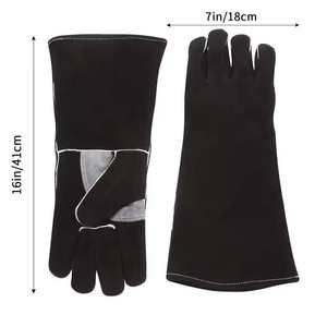 Guantes de Soldadura de Cuero de 11 oz, Resistentes al Calor, Largos, Transpirables, de Seguridad, para Soldadura MIG/TIG, Resistentes a Mordeduras, para Manipulación de Animales, Barbacoa, Chimenea - Product Image 5