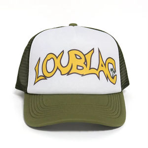 Gorra deportiva de malla blanca de sarga azul marino de 6 paneles personalizada al por mayor, gorra trucker 112 impresa en tela lisa común para gorras. - Product Image 2