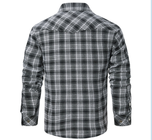Camisa de Franela a Cuadros de Manga Larga con un Solo Botón, Estilo Vaquero Occidental, 100% Algodón, Talla Estadounidense, Invierno 2026 - Product Image 2