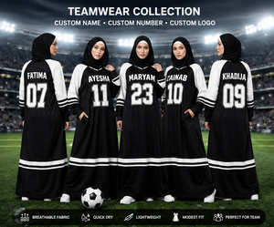 Abaya Deportiva Musulmana Personalizada, Estilo Árabe Dubai, para Fútbol, 2026, con Botones de Cuero, Diseño Turco con Bloques de Color, Tipo Cárdigan Largo - Product Image 2