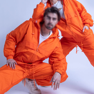 Ensemble de survêtement personnalisé en nylon coupe-vent avec broderie de logo, patchwork, pantalon de jogging zippé et sweat à capuche - Product Image 2