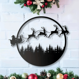 CIFbuy 24 Inch Reversible Metal Wall Sign Double <b>Sided</b> Halloween & Christmas Seasonal Hanging Decor TikTok for Temu Pick Service - Product Image 1
