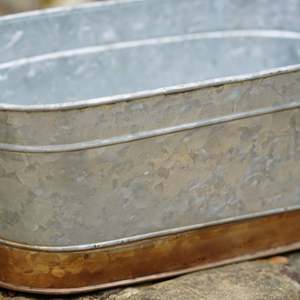 Industrial style oval <b>planters</b> Rustic finish metal <b>planters</b> Outdoor decorative containers Freestanding oval <b>planters</b> - Product Image 3