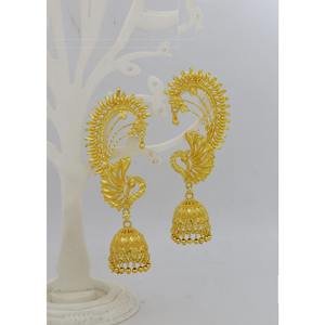 Premium Gold Plated Full Ear Earrings for Women Antique Style Long Jhumka Earrings Traditional Indian <b>Wedding</b> & Festival Jewelry - Product Image 6