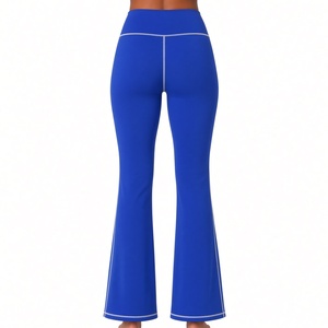 Zeta Phi Beta Blue Yoga Pants <b>Women</b> Royal Blue High Waist <b>Flare</b> <b>Leggings</b> White Contrast Stitching Embroidered Sorority - Product Image 4