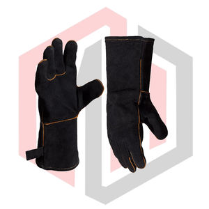 Gants de soudeur en cuir noir pur, résistants à la chaleur, anti-coupure, respirants, 14 pouces, gants de sécurité industrielle - Product Image 4