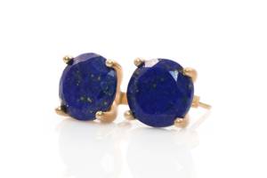 Pendientes de Plata de Ley S925 con Baño de Oro de 18K y Piedra de Lapislázuli Azul, Engaste de Garra, Joyería Fina para Mujer - Product Image 3