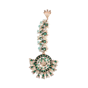 Green Kemp Maang Tikka Crown Tiara - Product Image 2