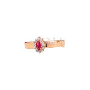 Bague en or avec pierre précieuse rubis pour femmes, élégante et stylée, bague halo en or - Product Image 1