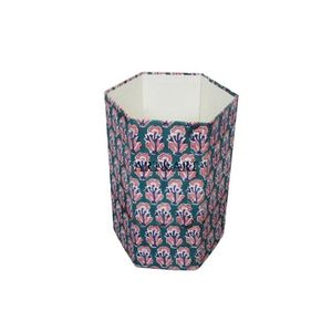 Poubelle en carton DIY écologique, fabriquée à la main, imprimée de motifs floraux, recouverte de tissu en coton, idéale pour la décoration intérieure - Product Image 2