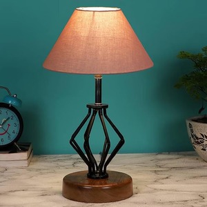 Lámpara de Mesa Moderna de Metal Hecha a Mano KS International con Pantalla de Tela, Luz Decorativa Rústica para Dormitorio, Decoración Navideña para el Hogar - Product Image 2