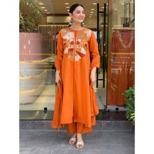 Conjunto de traje de trabajo bordado para mujer Top-Bottom y Dupatta para aspecto de fiesta - Product Image 1