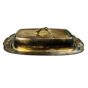 Beurrier vintage en laiton avec couvercle, élégant boîte de rangement en métal doré pour beurre, vaisselle de cuisine unique, plat de service - Product Image 6
