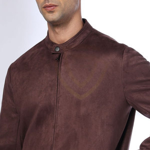 Chaqueta de Motero Estilo Casual y Elegante para Hombre en Cuero Gamuza Color Bronceado, Prenda Exterior de Cuero Genuino para Invierno - Product Image 5