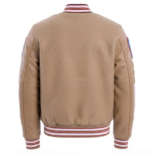 Custom Wool Body PU <b>Leather</b> Sleeves Varsity Letterman <b>Jacket</b> Embroidered Patches Detroit Tiger Streetwear Unisex Outerwear - Product Image 2