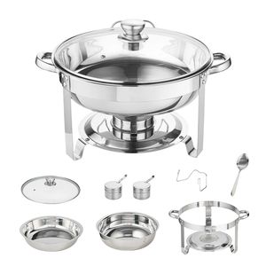 Set da Buffet in Acciaio Inossidabile da 4 Qt, 2 Pezzi, Scaldavivande per Catering con Ventilazione, Include 2 Vasche di Grandi Dimensioni - Product Image 1