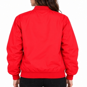Chaqueta bomber para mujer con cremallera frontal completa, cuello y puños acanalados, bolsillos laterales y estilo casual moderno, diseño personalizado. - Product Image 2
