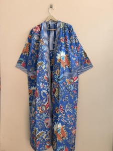 Bata de algodón con estampado floral para mujer, manga larga, largo completo, ropa informal, ropa de dormir - Product Image 6