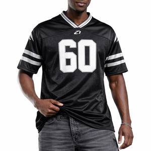 Camisetas de fútbol personalizables en negro para equipos, OEM ODM, impresión bajo demanda, añade logotipo personalizado, nombre personalizado, atletismo FBJ02-24017030 - Product Image 5