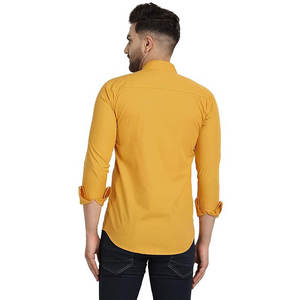 Camisas de vestir informales sólidas de algodón orgánico 100% para hombres, camisas transpirables antiarrugas de manga larga para adolescentes de verano - Product Image 3