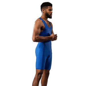 Singlet de Lucha Libre Personalizado de Alta Calidad, Azul, con Logotipo Digital Impreso, 100% Poliéster, Secado Rápido, Transpirable, Talla Grande para Adultos, 220g - Product Image 4