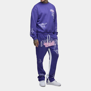 Survêtements à imprimé puff, coupe-vent à carreaux printaniers, design uni délavé à l'acide, ensemble de sport, sweat à capuche et pantalon, vente en gros - Product Image 1
