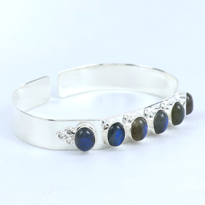 Wholesale Handmade 925 Sterling Silver Natural Labradorite Gemstone Multi <b>Stone</b> Oval Cabochon Statement Cuff Bangle <b>Bracelet</b> - Product Image 4
