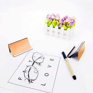 Porta Tarjetas de Visita de Acero Inoxidable Color Oro Rosa, Soporte de Exhibición de Tarjetas de Presentación de Escritorio, Elegante Organizador de Escritorio para Oficina - Product Image 2