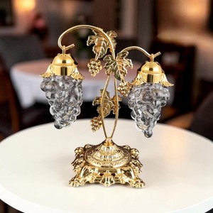 Juego de Salero y Pimentero de Metal con Tapa Dorada y Diseño de Uva de Cristal, Utensilios para Hierbas y Especias, Duraderos, Aptos para Lavavajillas, Ecológicos, de Grado Alimenticio - Product Image 1